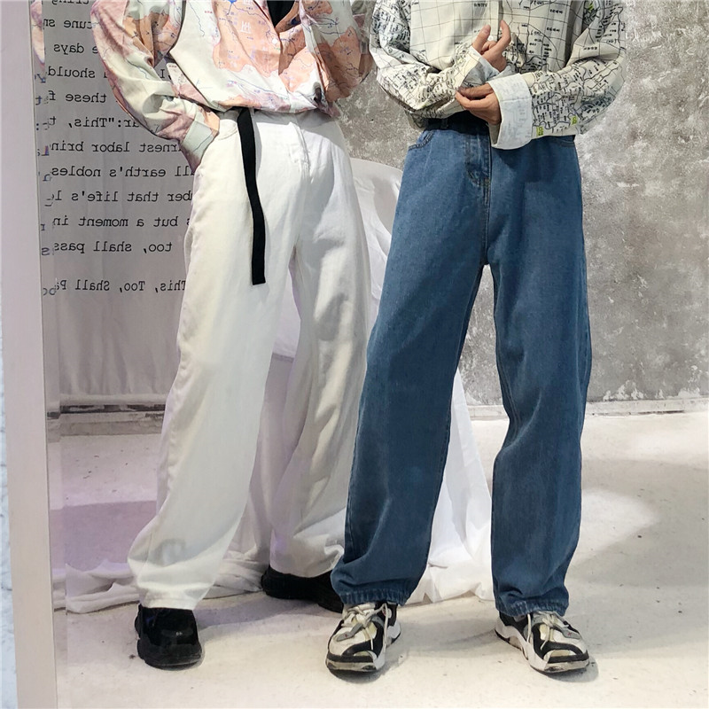 Compra Otoño Nueva Hong Kong Estilo Retro De Pierna Ancha Pantalones Hombre  Y Para Mujer Flojos De Pierna Ancha Pantalones Calle Retro Disparos Washed  Straight Cut Jeans Barato | Entrega Rápida Y