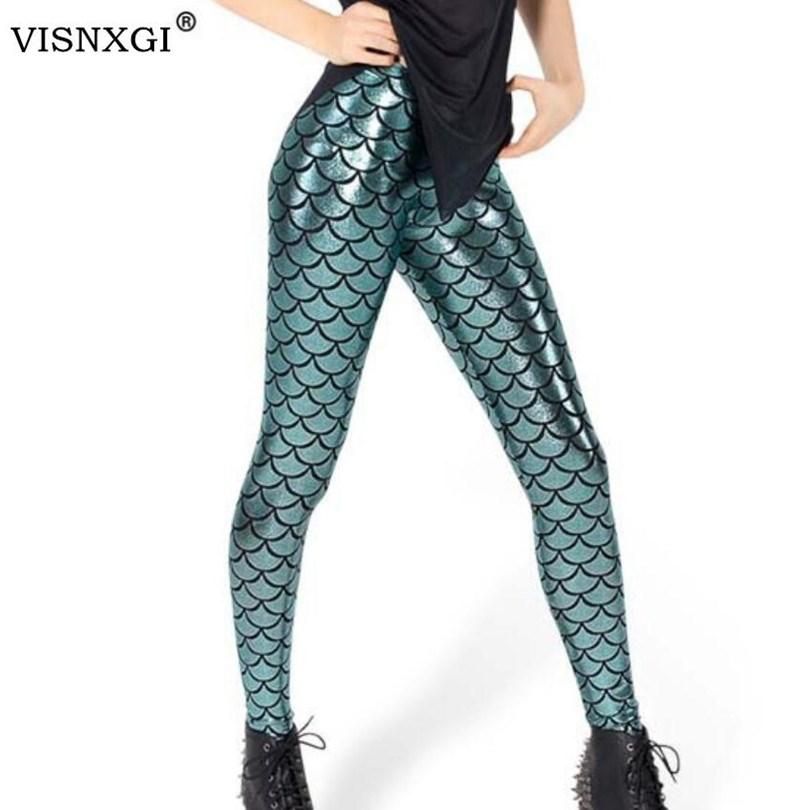 Women Mermaid Fish Scale Leggings 