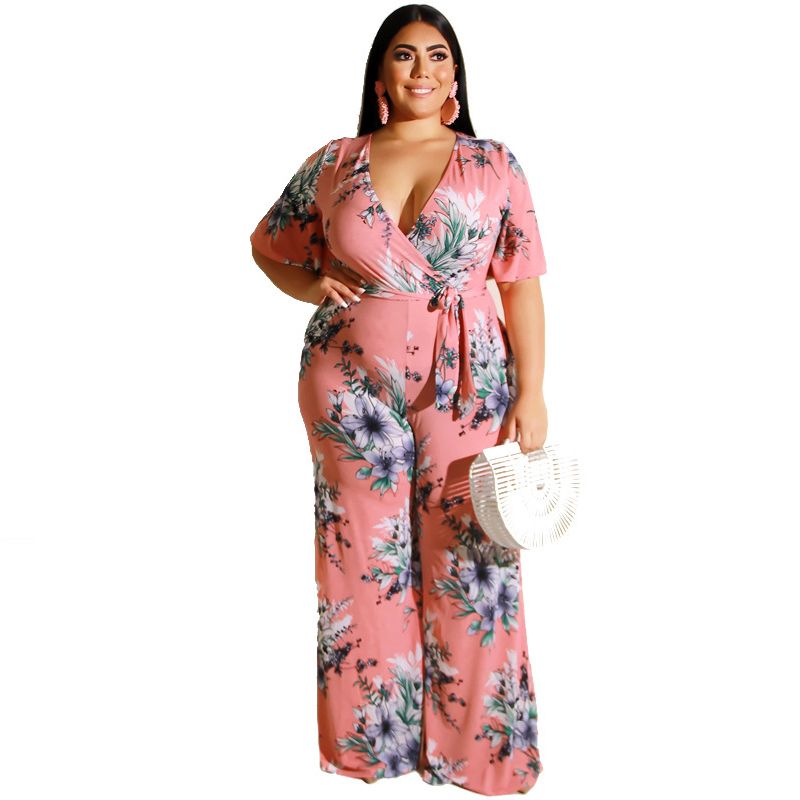 plus size floral jumpsuit with sleeves