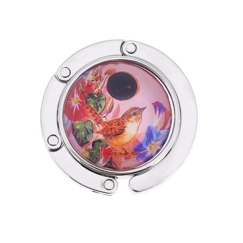 Colorful Hand Painted Canvas Shoes Pattern Table Hook Folding Bag Desk Hanger Foldable Holder