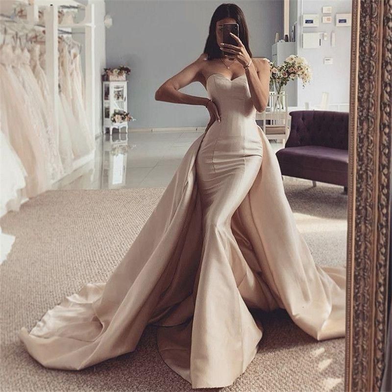 satin champagne prom dress