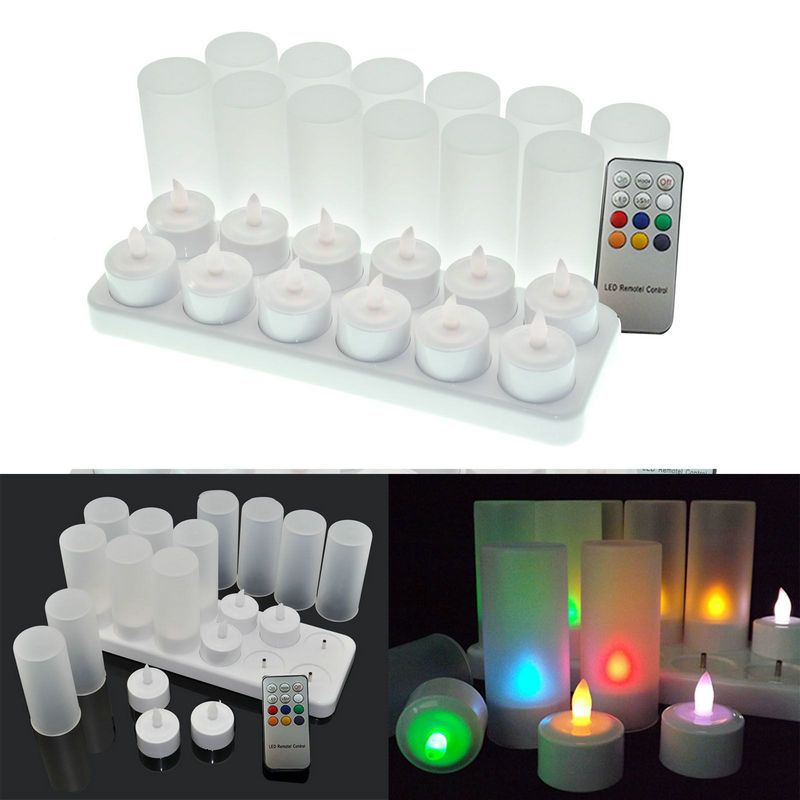 Remote Controll Rechargeable Tea Light LED Candles Frosted Flameless