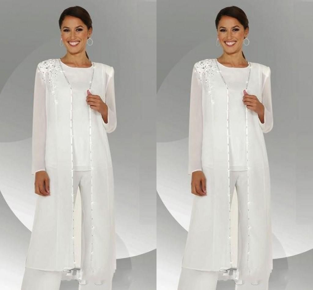 white chiffon suit