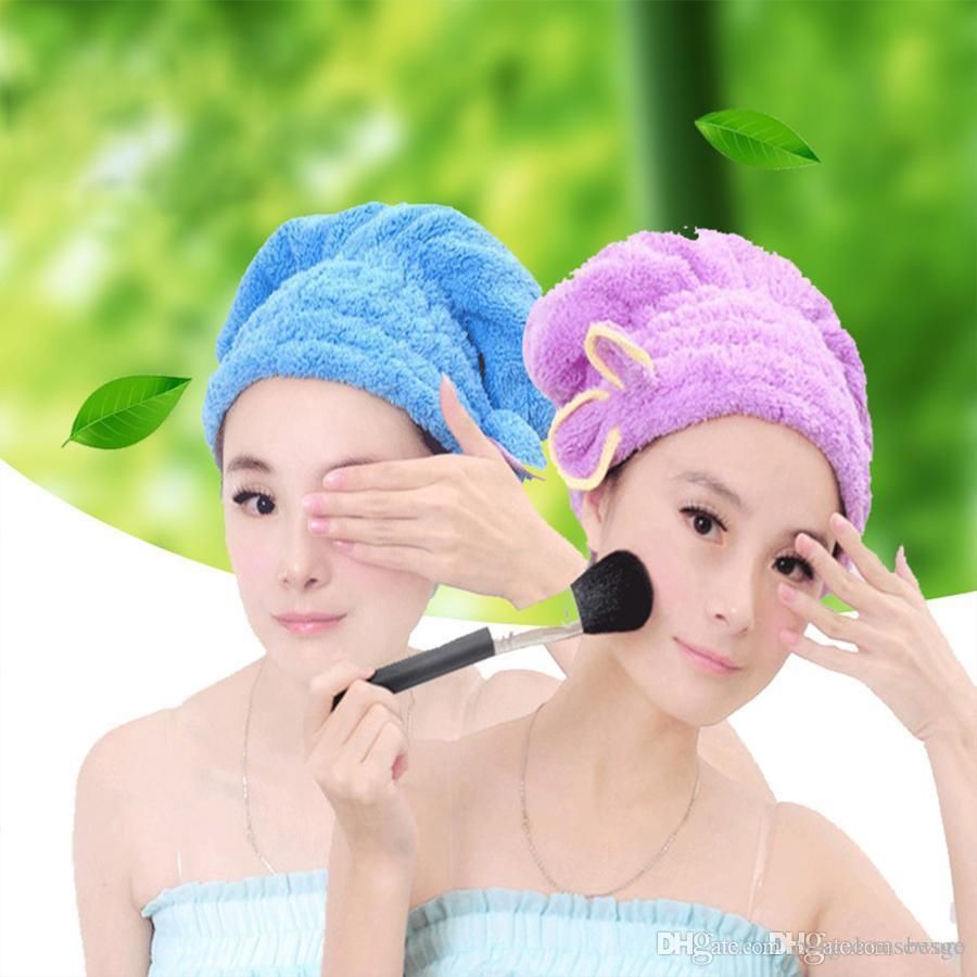 Microfiber Towel Quick Dry Hair Magic Drying Turban Wrap Hat Cap Bathing Shower