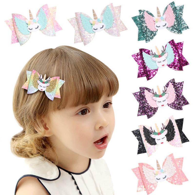 Kids Unicorn Bowknot Hairpins Hair Clips Girls Barrette Children Hair Accessory