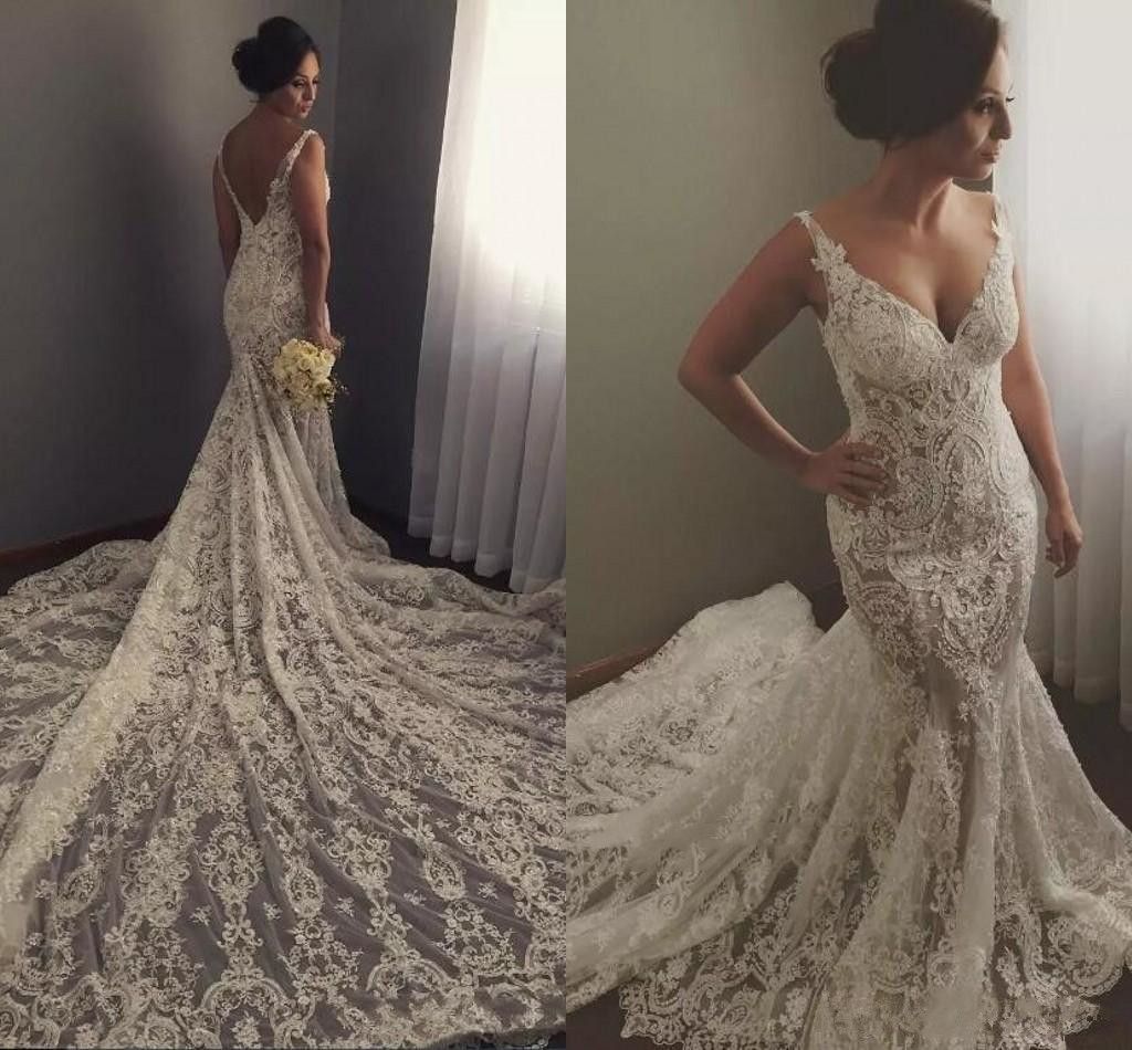 lace wedding dress mermaid low back