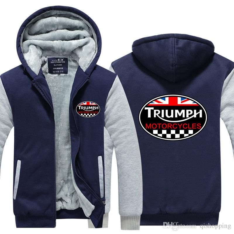 Triumph Motorcycles Hoodie Winter Fleece Sweatshirt Full-Zip Coat Warm Jacket 