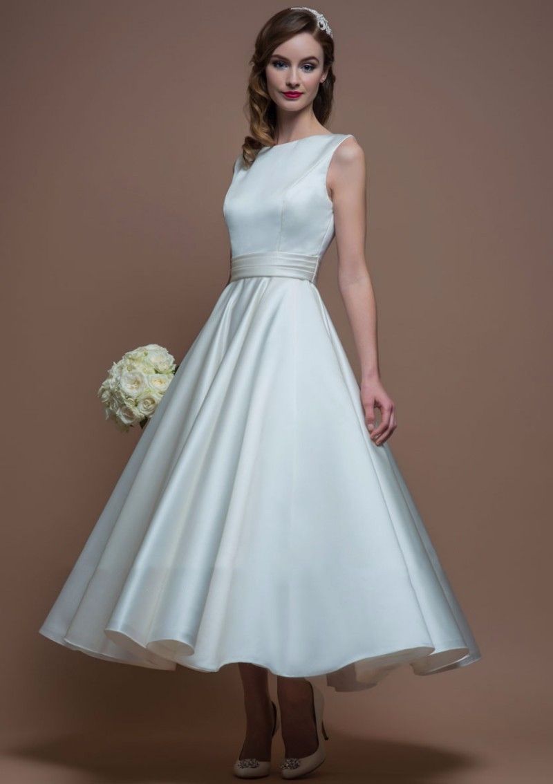 satin midi bridesmaid dress