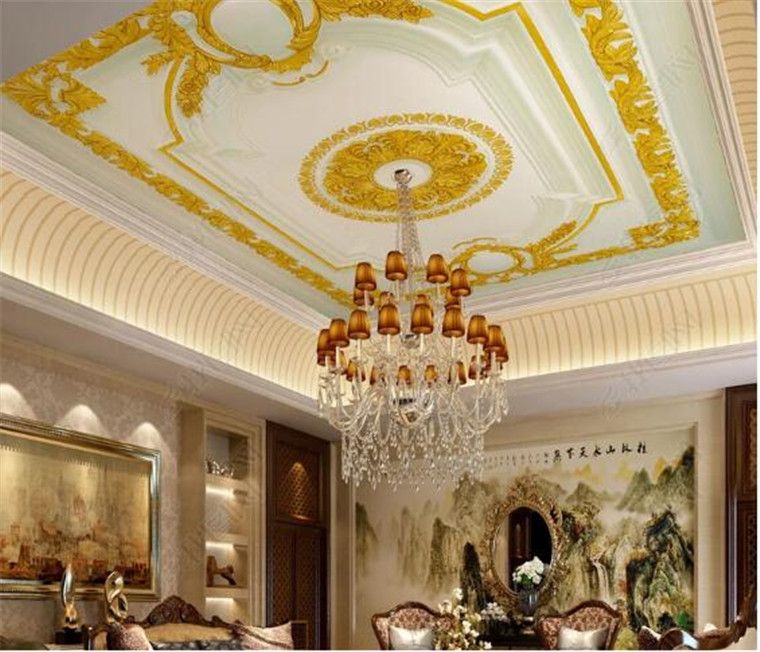 Marble Texture Flower 8d3d Ceiling Wallpaper Murals For Hall