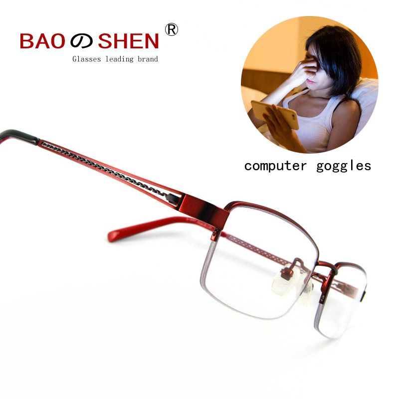 Radiation protection anti-blue glasses goggles round frame plane mirror no degree rose gold