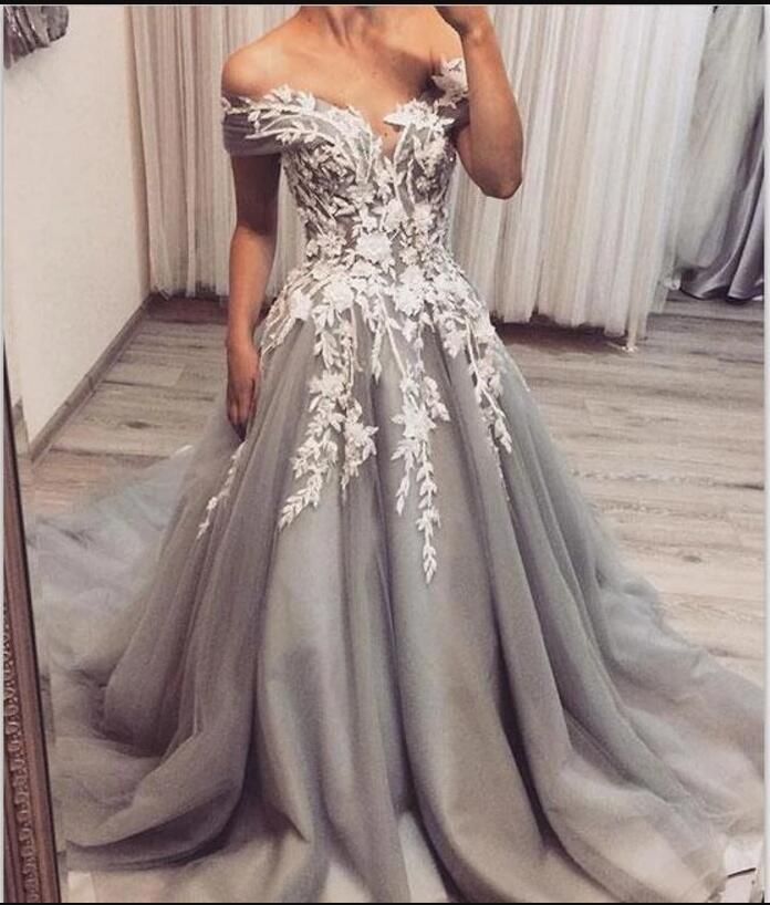 Acquistare Argento Una Linea Di Abiti Da Sposa Colorati Fuori Il Pizzo  Spalla Applicazioni Di Perline Di Tulle Colorato E Moderno Abiti Da Sposa  Con Il Colore Economico | Consegna Veloce E