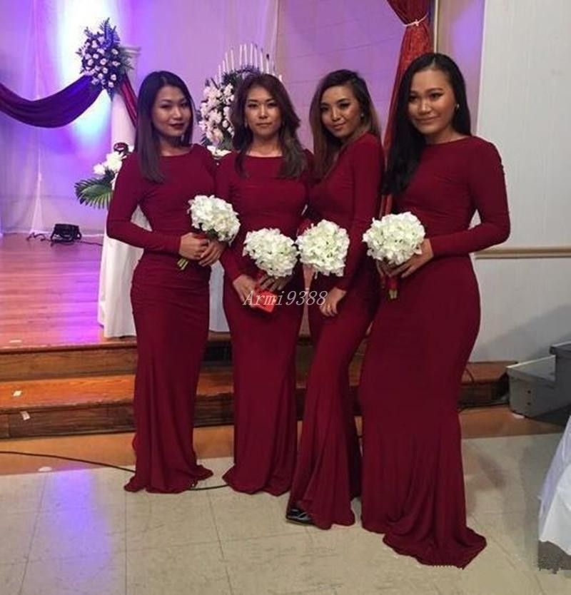 long sleeve dress for bridesmaid