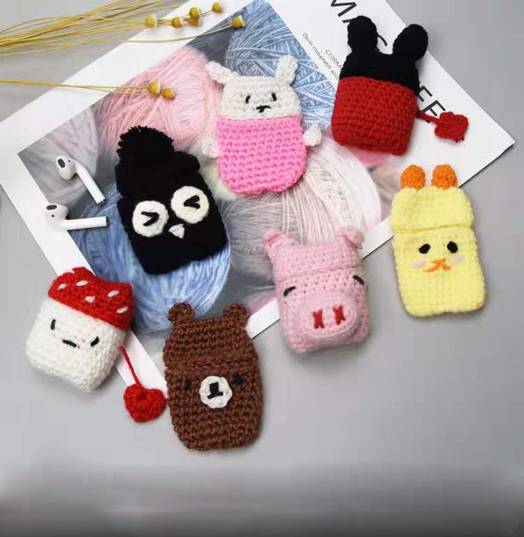 satin al airpods 2 icin yun orme eli kancali dokuma iphone bluetooth karikatur kulaklik karikatur hayvan el yun pelus koruyucu kapak kilif tl24 94