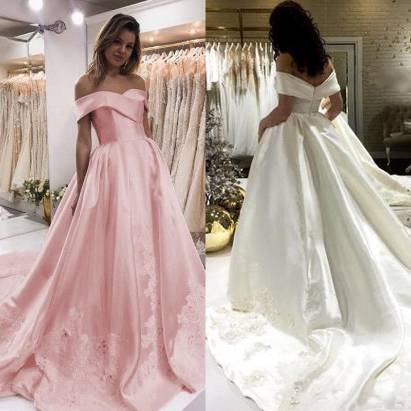 pink satin wedding dress