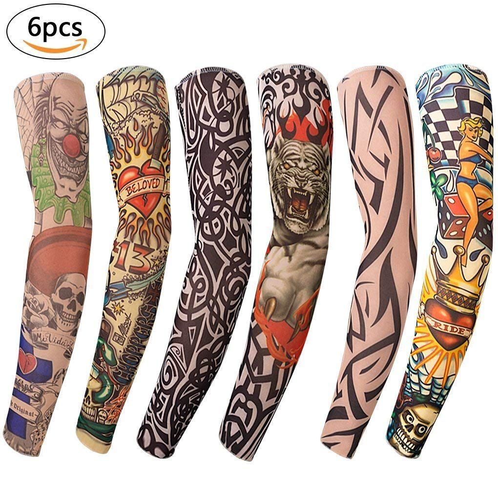 Bas Art Bras Bas Slip Accessoires Halloween Tattoo Soft for Hommes Femmes 20 Pcs Tuimiyisou Nylon Faux Manches De Tatouage Temporaires