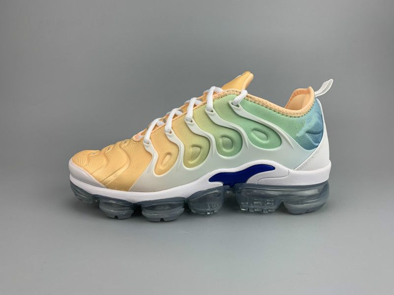 fluorescent yellow running shoes