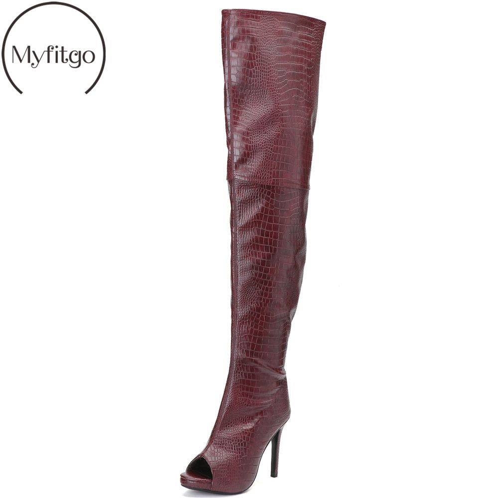 open toe over the knee boots wide calf