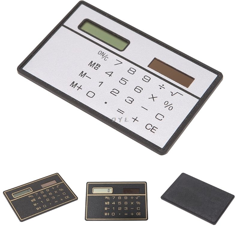 1PC 8 Digits Ultra Thin Mini Slim Credit Card Solar Power Pocket Calculator New