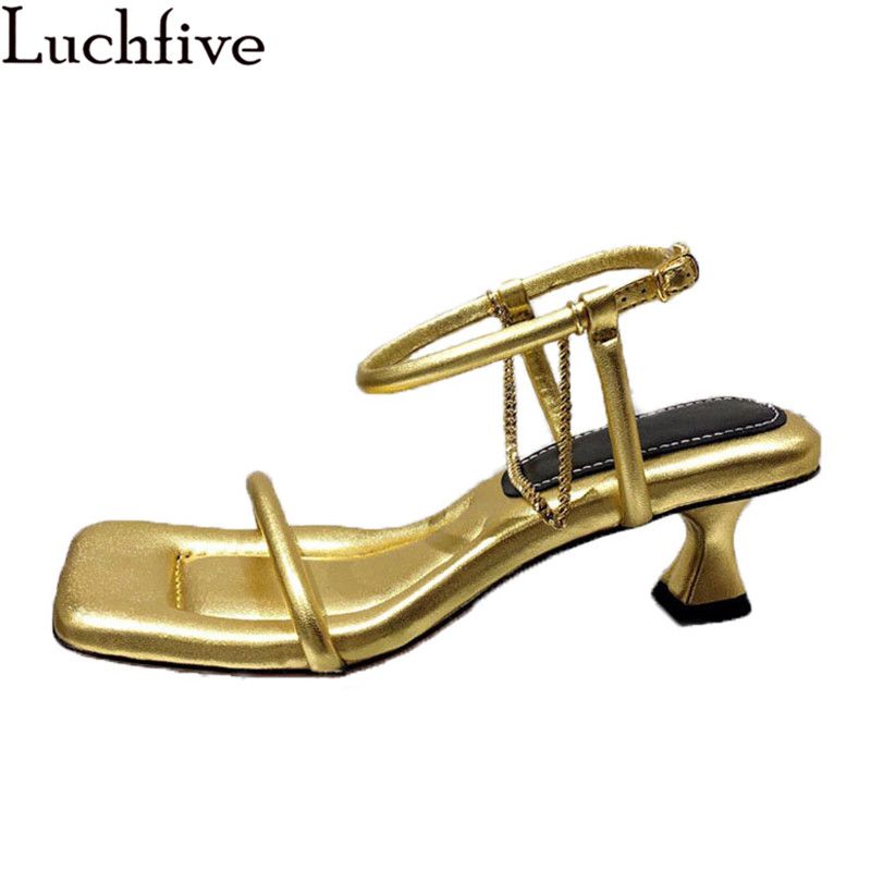 gold one strap sandal