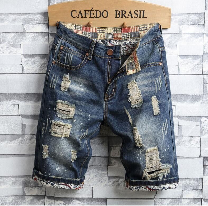 men's ripped denim shorts