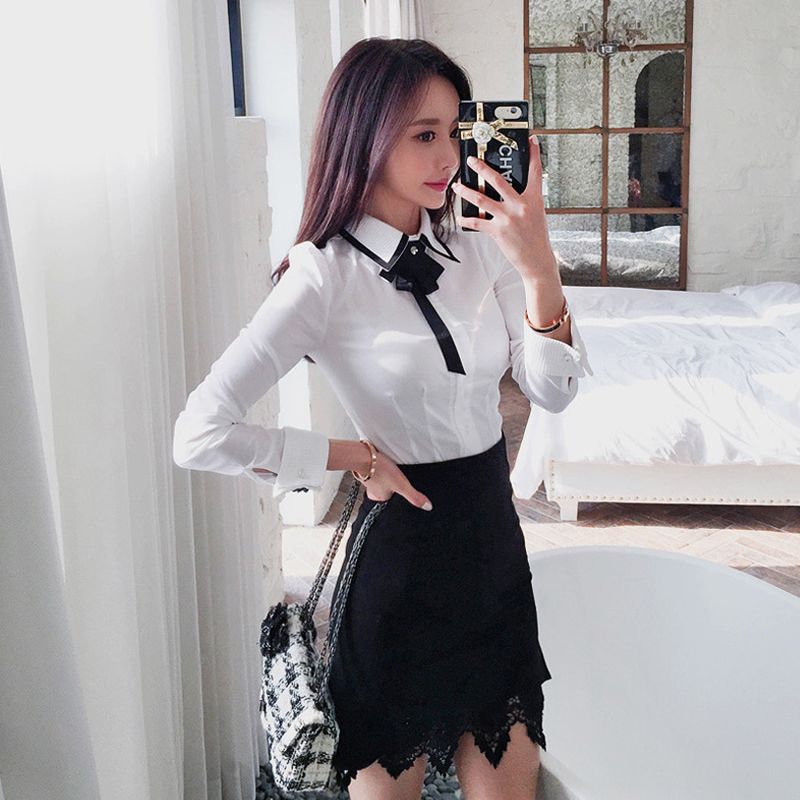shirt black skirt