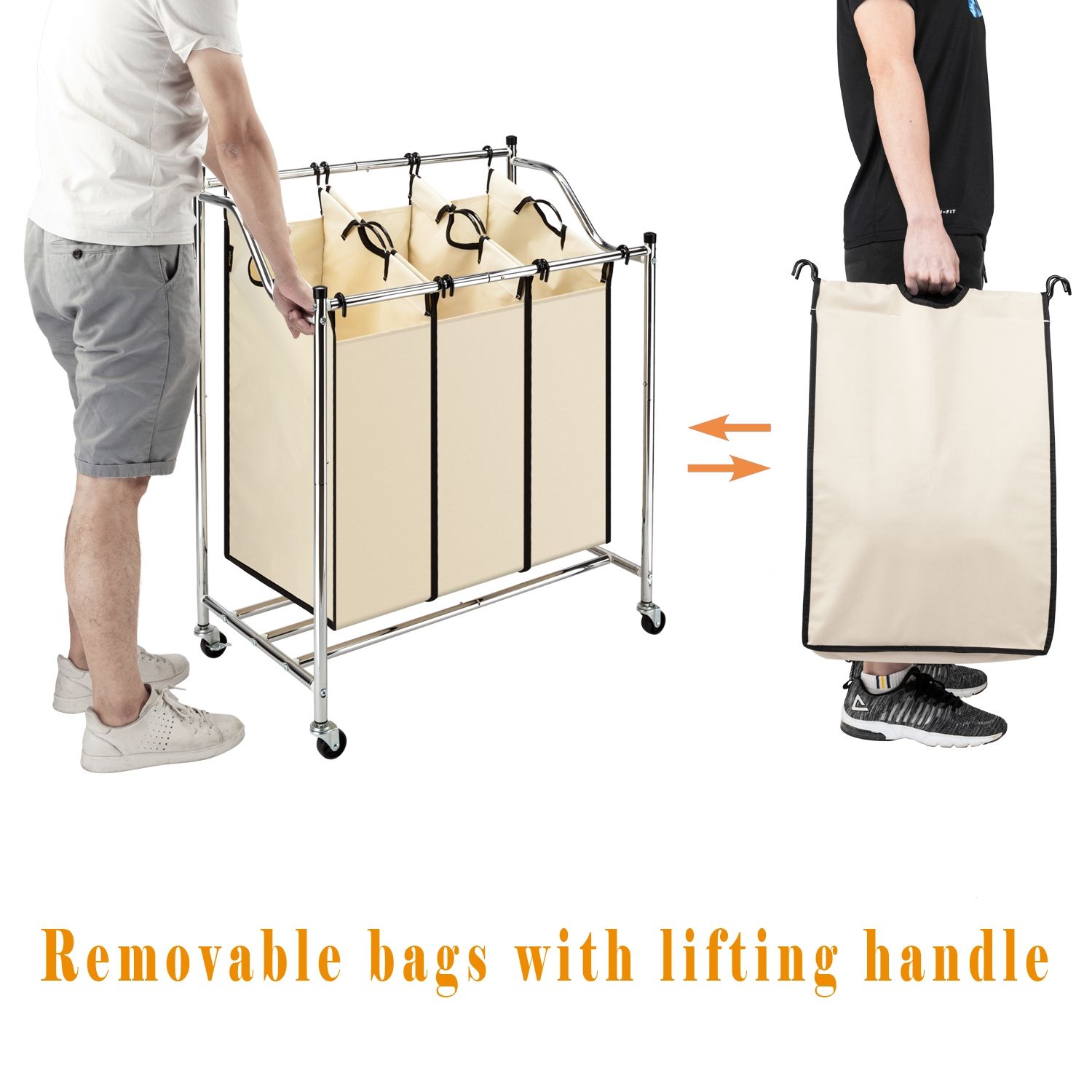 2020 Laundry Sorter 3 4 Bag Heavy Duty Rolling Divided Laundry Hamper Cart With Removable Bags And Brake Casters Chrome Laundry Storage Organiz From Globaltradingco 38 07 Dhgate Com