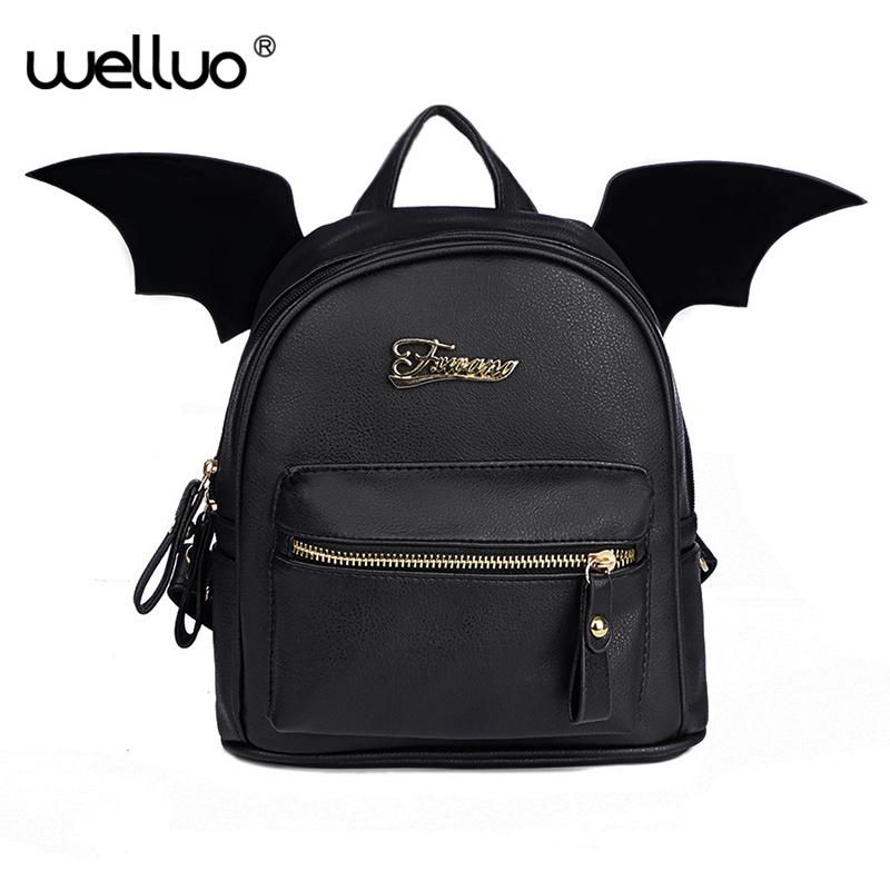Compra Mochila De Cuero De La PU Mujeres Murciélagos Maletas Mochilas Mini Bolsa  Negra Moda Bolsa De Hombro Pequeño Lindo Mochila Nuevo XA83WB Barato |  Entrega Rápida Y Calidad | Es.Dhgate
