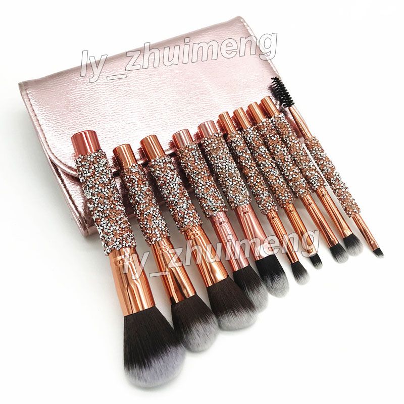 Pinceles de maquillaje Pincel Studded Diamond 10pcs Set Foundation Polvo Pinceles Eyeshadow Contorno Concurridor Blush Eyeliner Pinceles de maquillaje Pincel Studded Diamond 10pcs Set Foundation Polvo Pinceles Eyeshadow Contorno Concurridor Blush Eyeliner