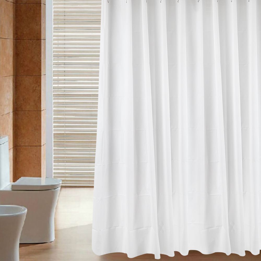 2020 Plain White Shower Curtain Bathroom With 12 Hooks Ring Mildew