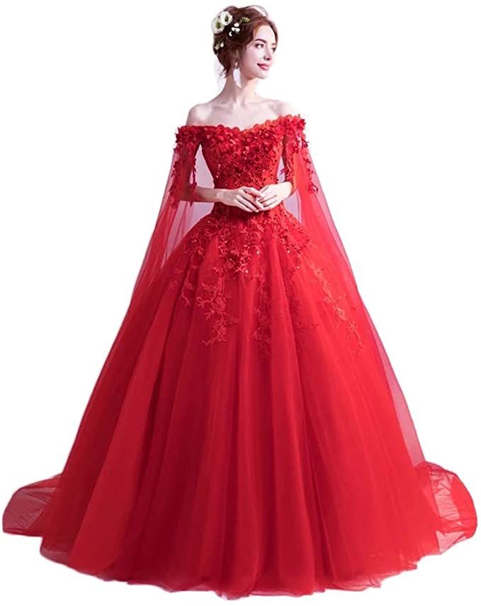 Red Quinceanera dresses with cape