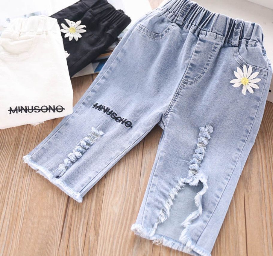 half white half jean pants