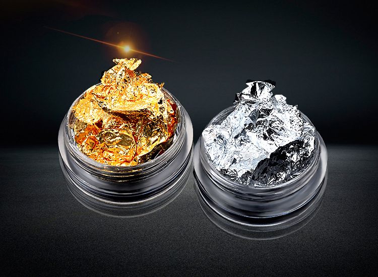 Gold Silver Nail Foil Mini Bottle Glitter Nail Art Decals Dust Tip