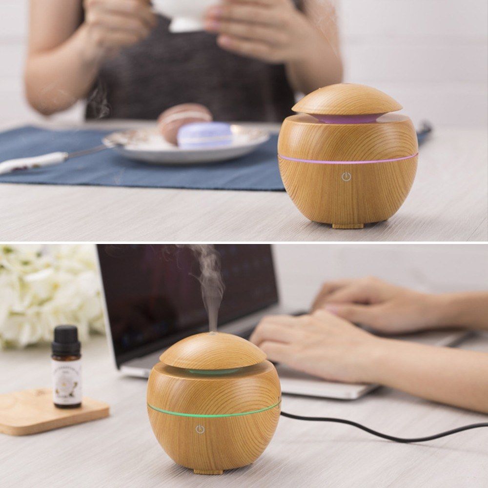 2021 Mini USB Ultrasonic Air Humidifier Purifier Wood Aroma Essential
