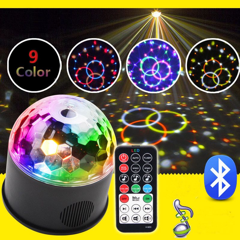 Oceano nada gastos generales Mini USB Remoto Bluetooth Play Music 9 Color LED Magic Ball Light DJ KTV  Bar Etapa