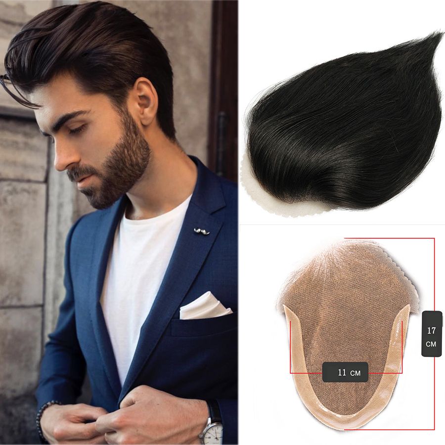 2019 Men S Toupee Human Hair Wigs Black Bacteria Free Inner Net