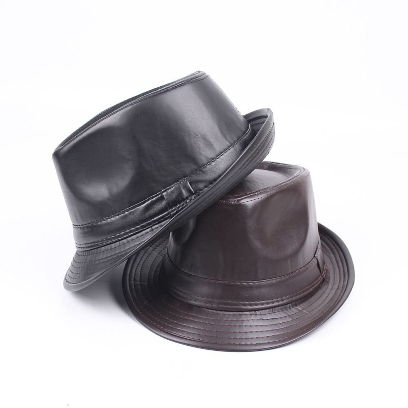 mens brown leather hat