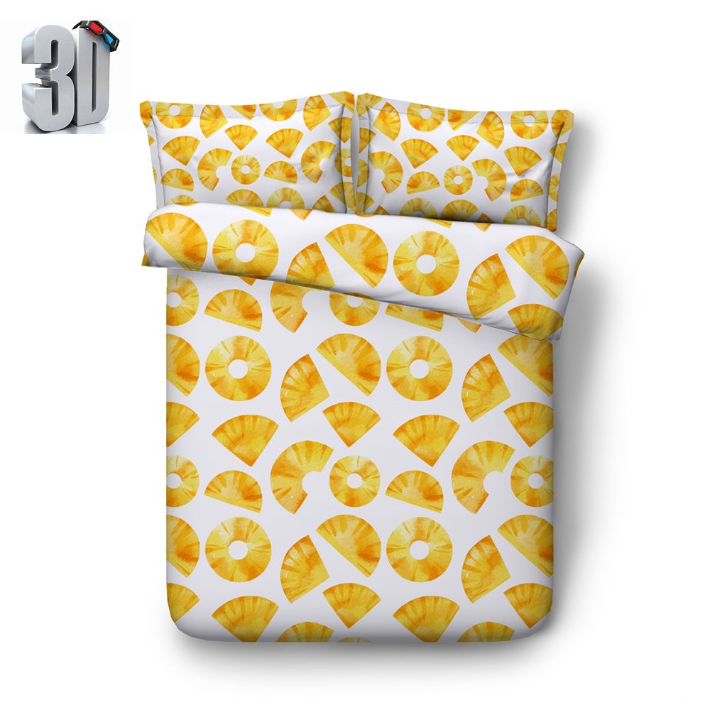 150x200cm 3d Fruit Lemon Print Duvet Cover With Pillowcase Bedding