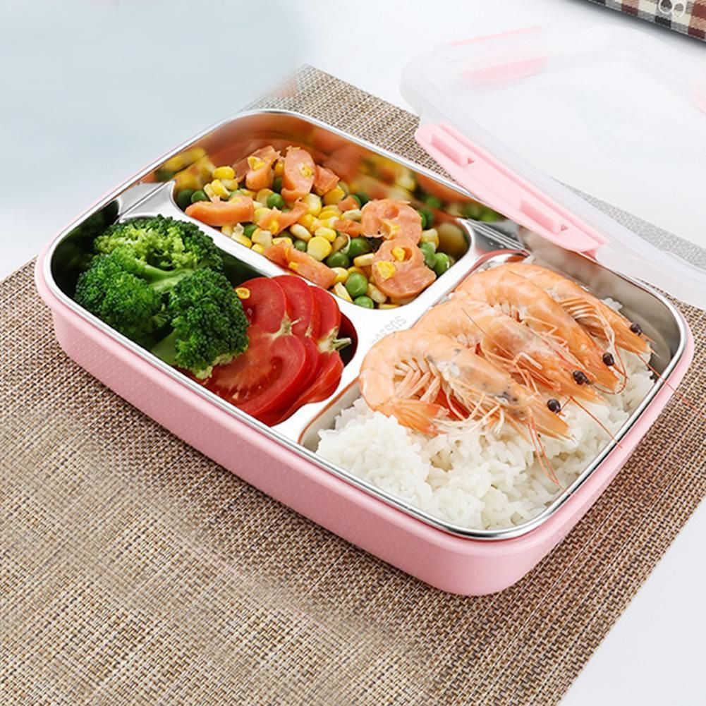 Edelstahl Brotdose Behälter Bento Essen Form Schule Picknick Tragbare 2 Tier