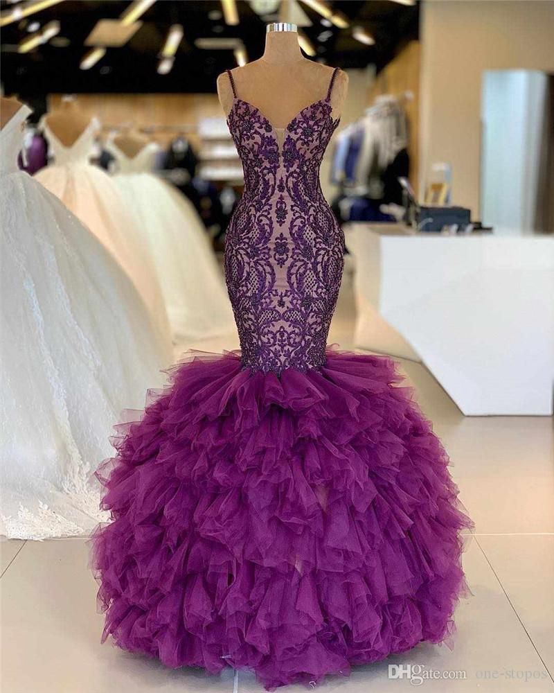 purple mermaid evening gown