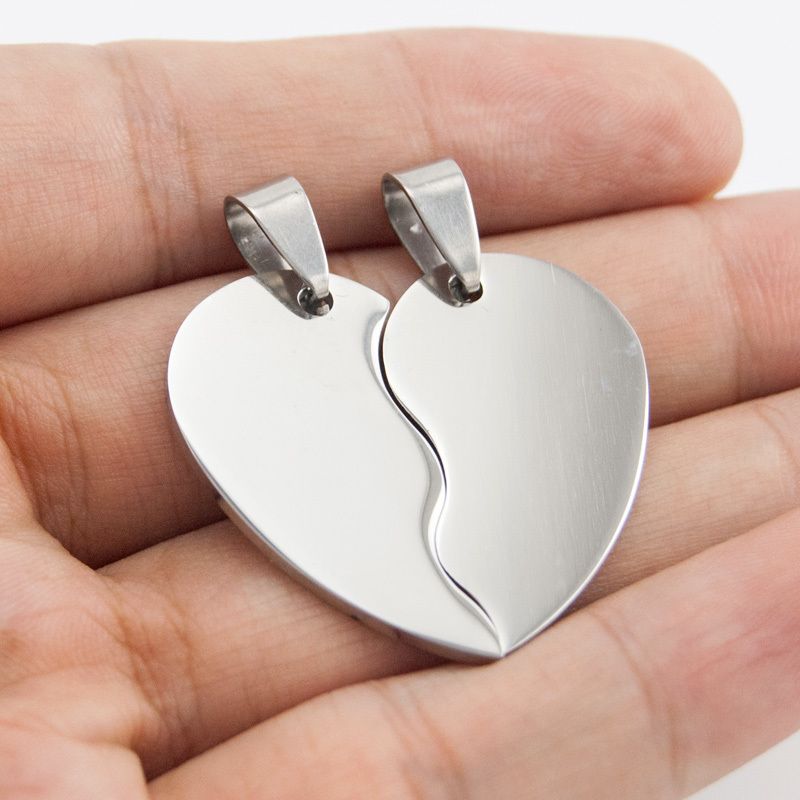 Wholesale Couples Jewelry Blank Broken Heart Pendants Stainless Steel