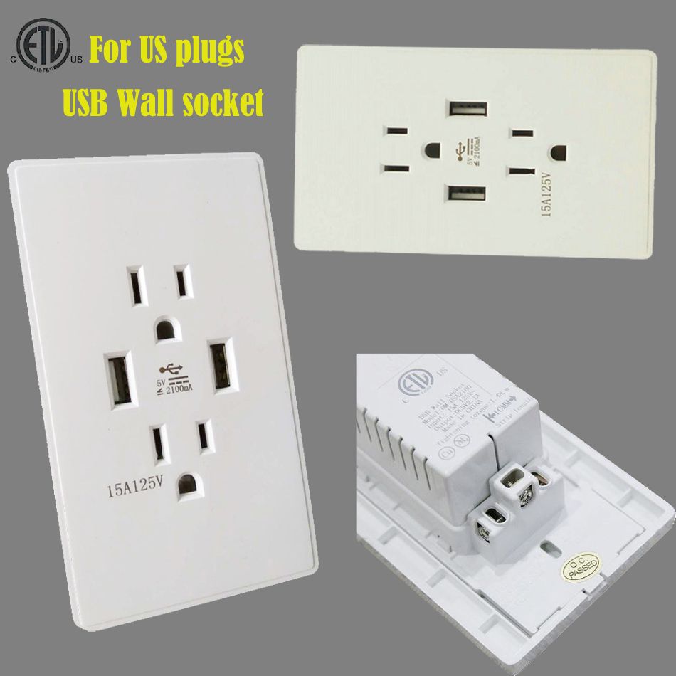 2.1 Double Port USB Prise murale téléphone Chargeur Plug Power Outlet Plaque Panneau 13 A