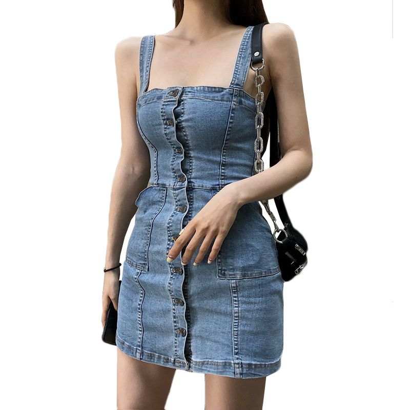 denim tube top dress