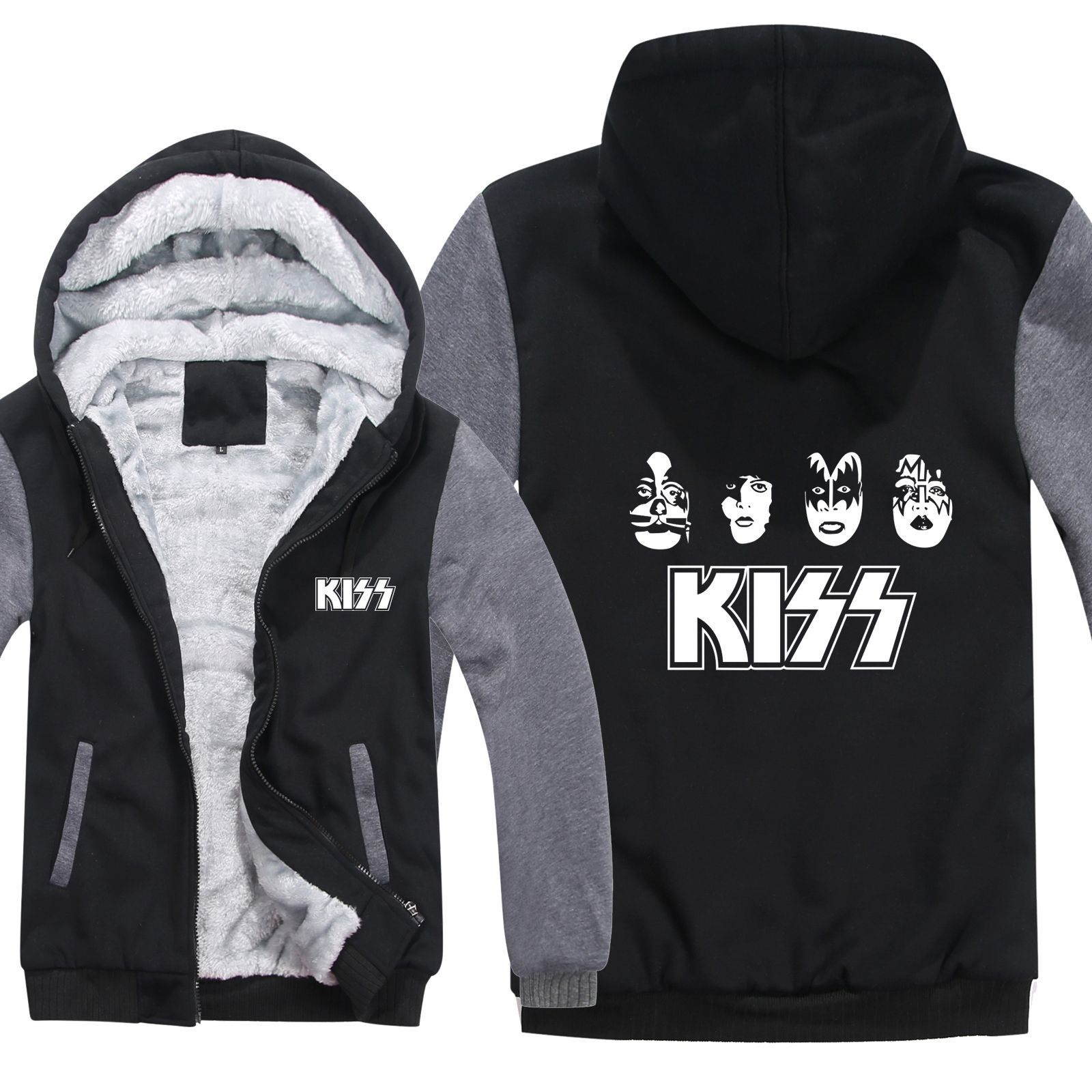 2020 Kiss Band Hoodies Men Pullover Wool Liner Jacket Kiss Band Hip Hop
