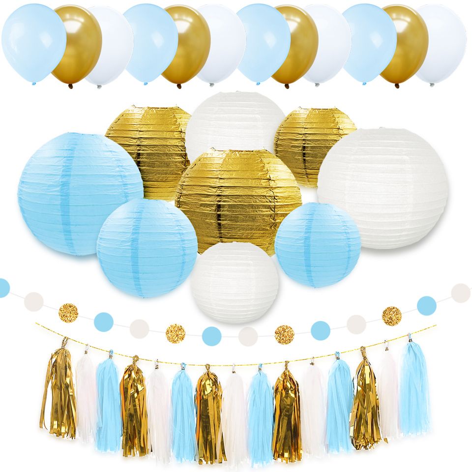 yellow and white paper lanterns
