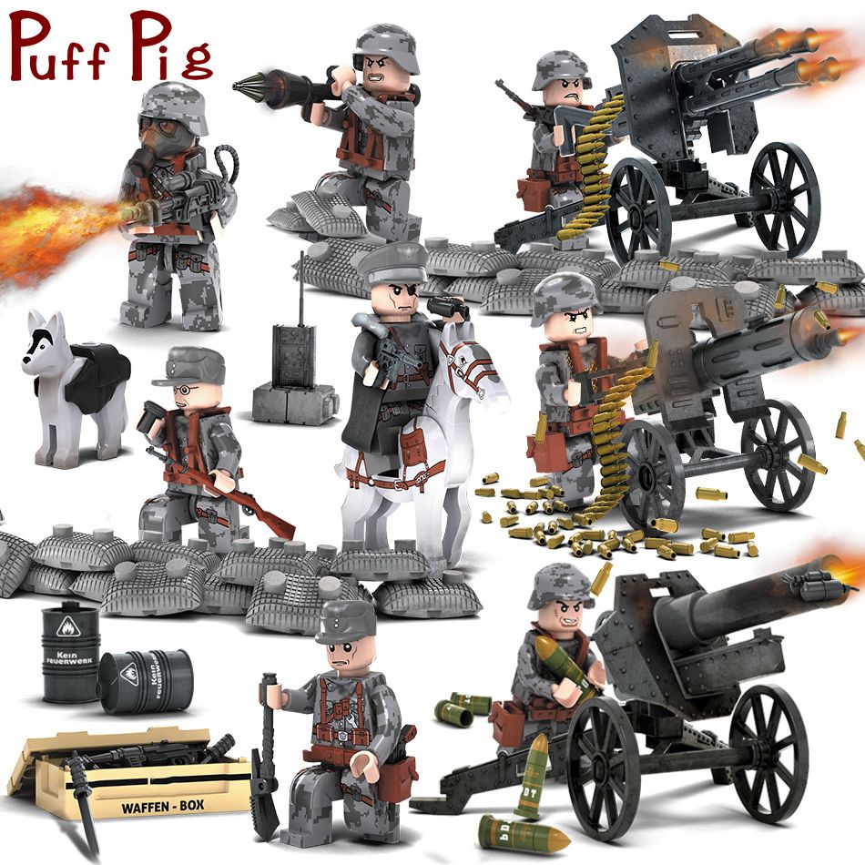 WW2 Kit Militar Clássico Figuras Soldados Exército veículos Bloco de construção Novo Conjunto