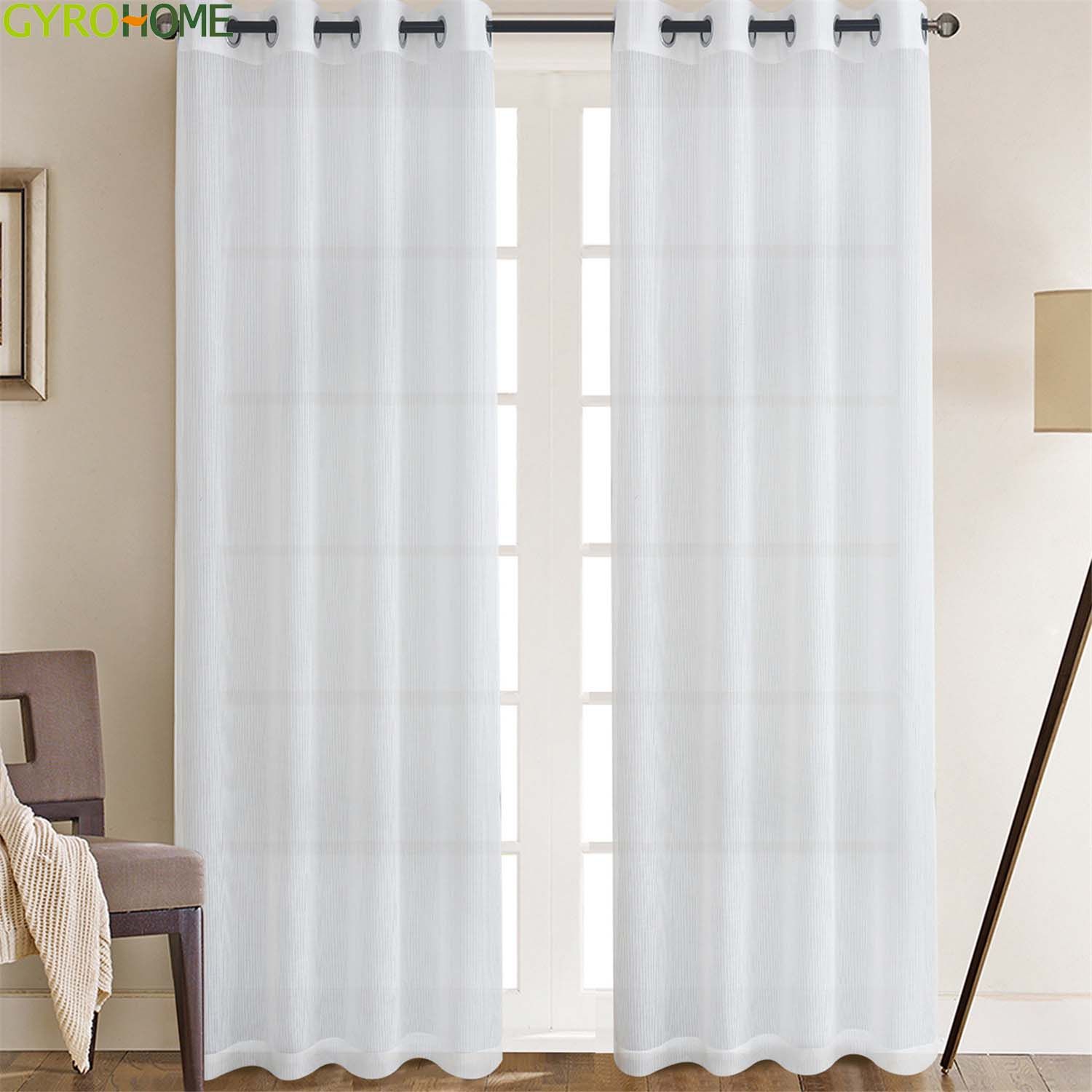 compre cortinas transparentes blancas a rayas modernas para la sala de estar del dormitorio criba de la ventana gasa de cocina por encargo a 4 28
