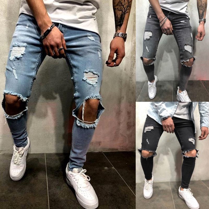 Black Ripped Jeans Men With Holes Denim Narvay Com