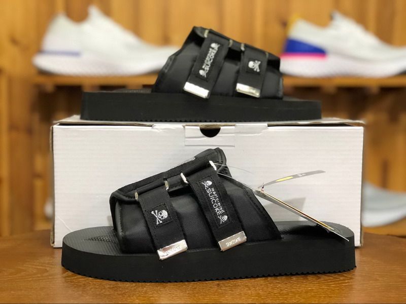 Top Quality Mastermind JAPAN X Suicoke MOTO VS Sandals Fashion Men Women Black Nylon Slippers 