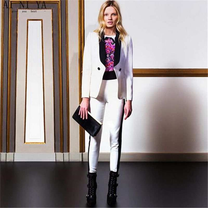 white fitted trousers ladies