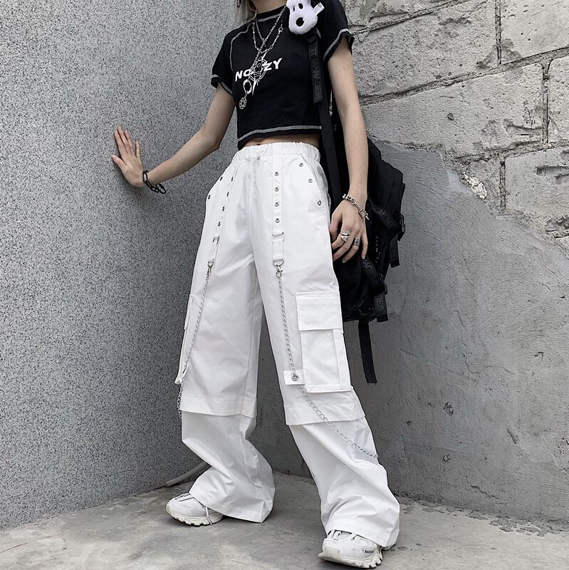 baggy white cargo pants